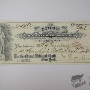 Estados Unidos - Cheque - 1° Banco Nacional (N.Y) - 1889