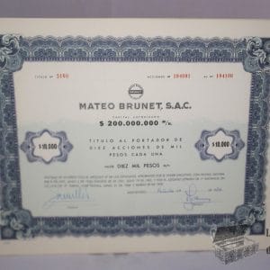 Accion Mateo Brunet - $10.000 (1974)